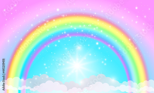Fantasy background with a rainbow.