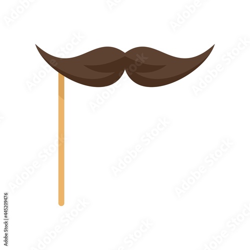 Mustache on stick icon flat isolated vector