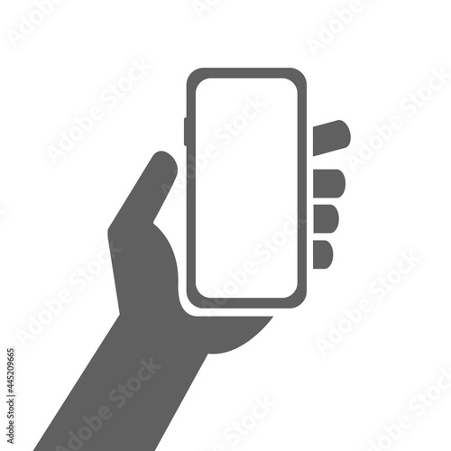 Hand Holding Phone, Vector Icon