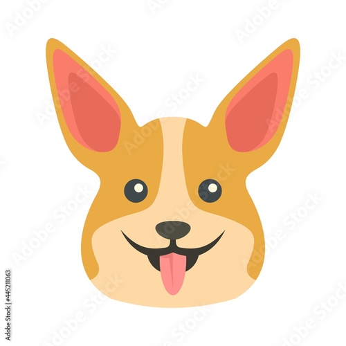 Happy corgi dog icon flat isolated vector