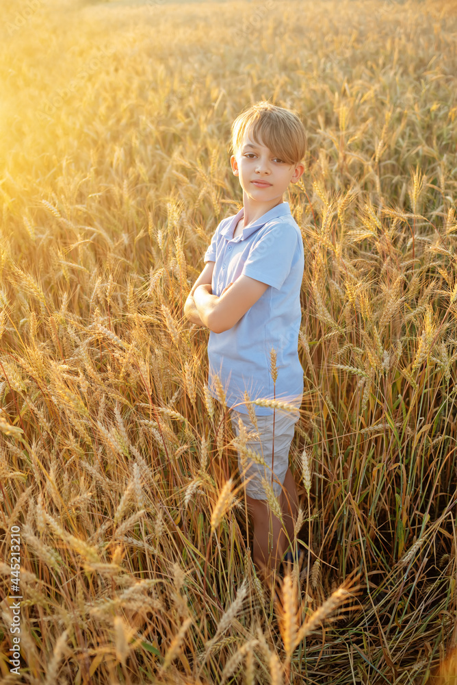 Teenage boy in a wheat field in nature Teenage boy in a wheat field in nature