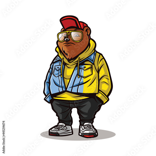 Bear cartoon with rapper style