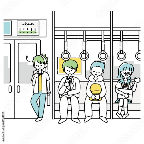 電車で通勤する男性