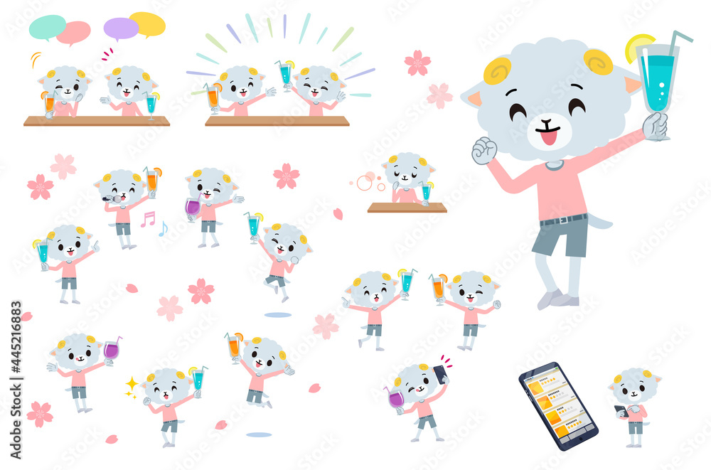 Fototapeta premium ドリンクパーティーに関するひつじの男の子のセット