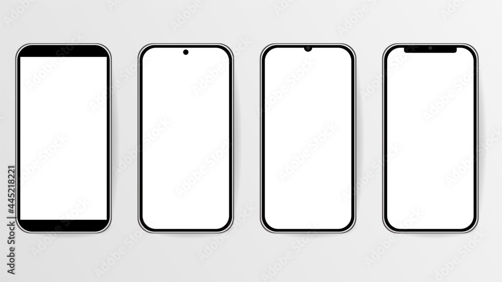 Set smartphone , Mobile Phone , isolated on white background ...