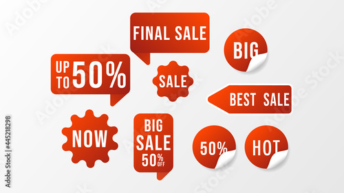 Sale and Free labels. Price off tag icon set , isolated on white background , Illustration Vector EPS 10