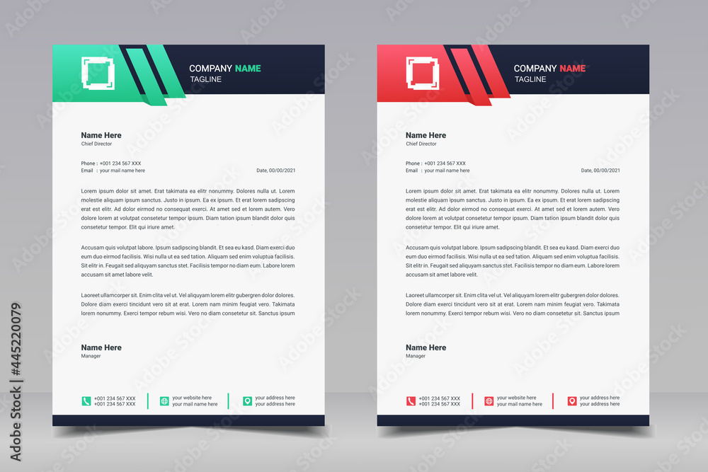 Letterhead design template. Creative, minimalist and clean modern business letterhead template design. Illustration vector Letterhead design template. Creative, minimalist and clean modern business letterhead template design. Illustration vector