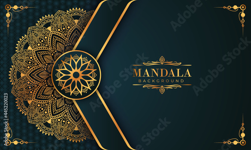 Luxury mandala background with golden arabesque pattern Arabic Islamic east style. Decorative mandala for print, poster, cover, brochure, flyer, banner, and your desired ideas. Mandala for Henna.
