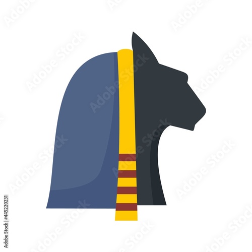 Egypt cat head icon flat isolated vector