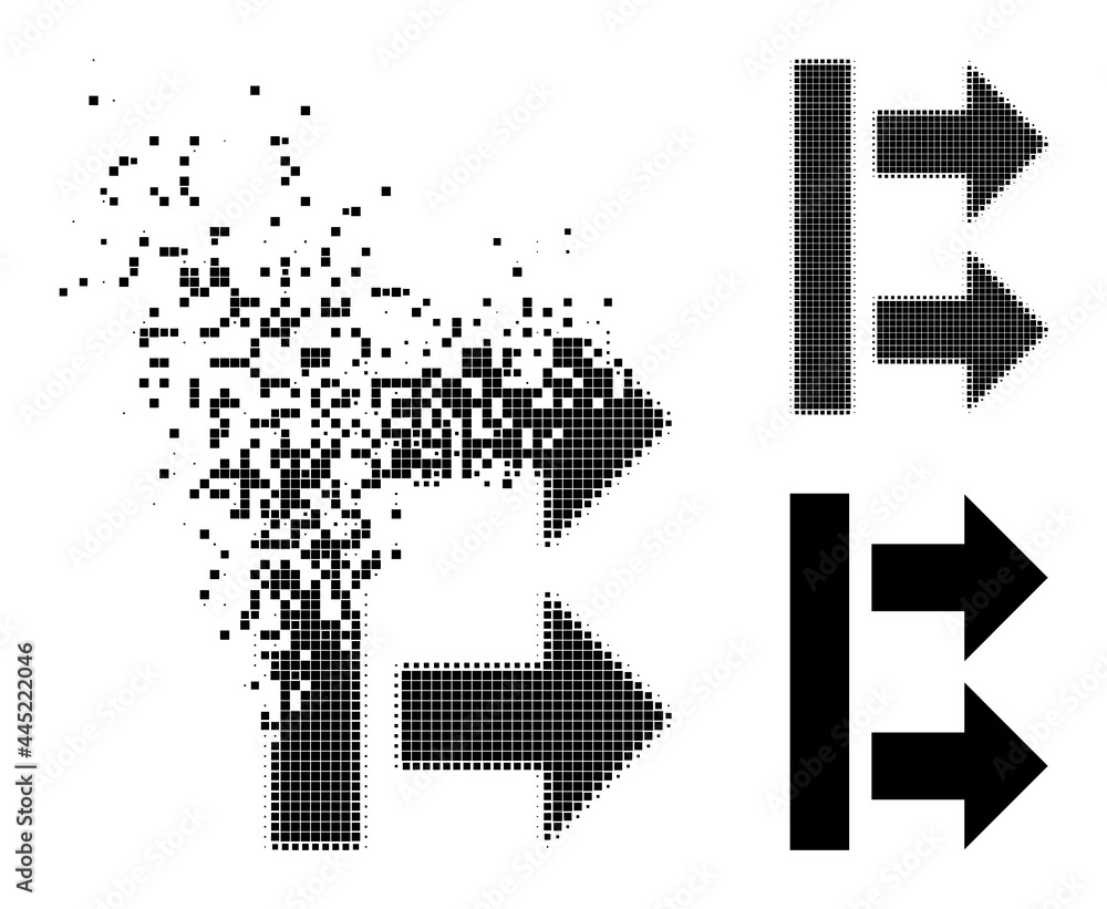Damaged pixelated bring right icon with wind effect, and halftone vector composition. Pixelated dissolving effect for bring right demonstrates speed and motion of cyberspace matter. Damaged pixelated bring right icon with wind effect, and halftone vector composition. Pixelated dissolving effect for bring right demonstrates speed and motion of cyberspace matter.