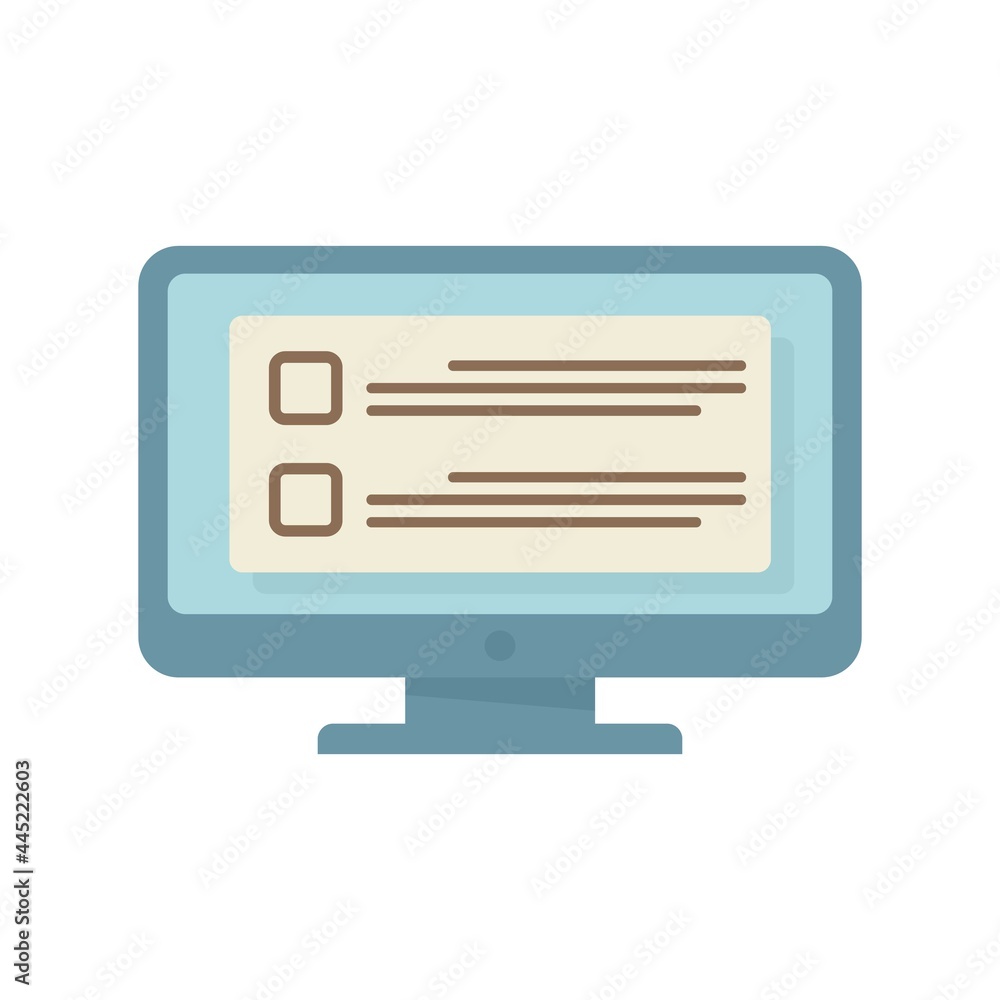 Online computer task icon flat isolated vector Online computer task icon flat isolated vector