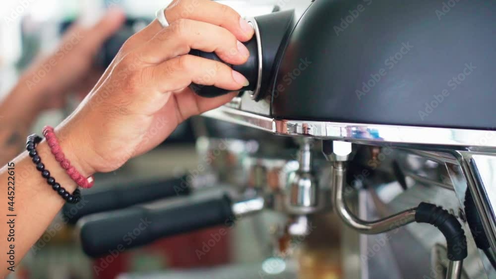 Turn on steamer espresso machine hands close up slow motion 100fps.mov Turn on steamer espresso machine hands close up slow motion 100fps.mov