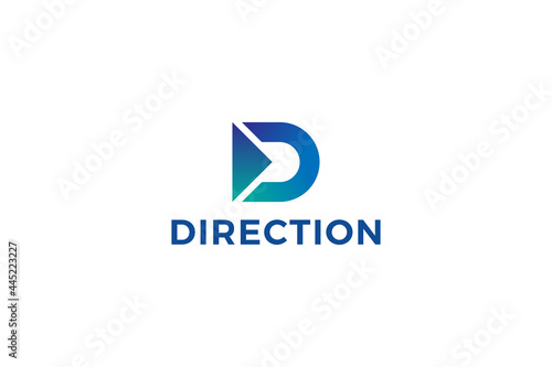 Letter D blue color simple direction logo for business  