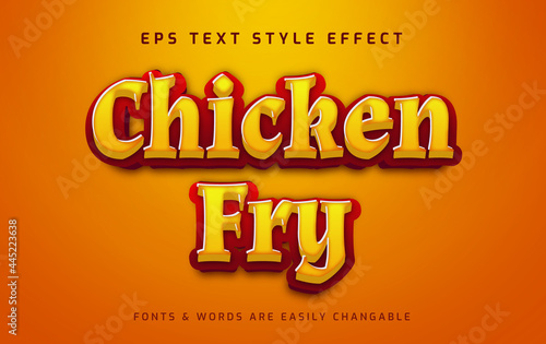 Chicken fry restaurant yellow 3d editable text style effect