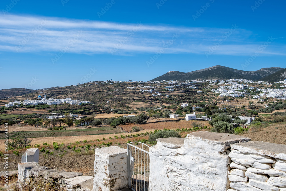 Greece. Sifnos island. Traditional architecture, blue sky background.