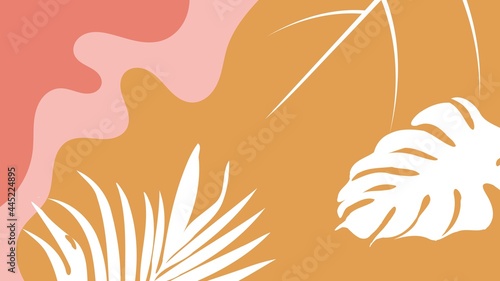 aesthetic background with soft pastel colors with leaf shapes. suitable for summer backgrounds and textures., minimalist design with abstract organic shapes