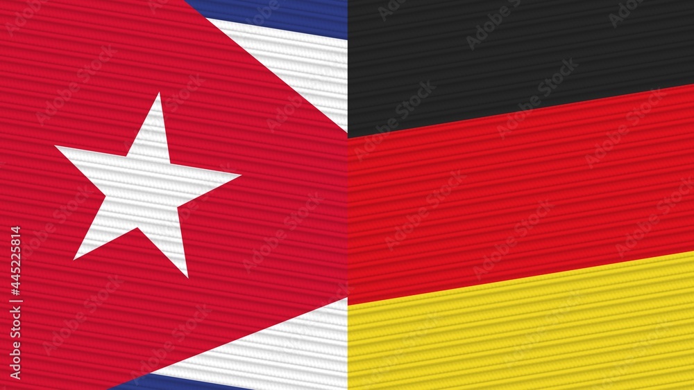 Germany and Cuba Two Half Flags Together Fabric Texture Illustration Germany and Cuba Two Half Flags Together Fabric Texture Illustration