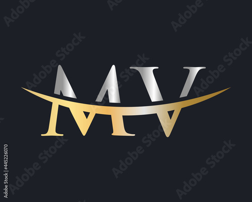 Initial MV logo. MV letter logo design vector template