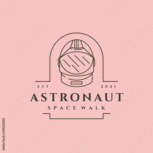 line art astronaut helmet head logo vector symbol illustration design