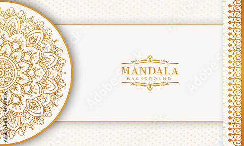 Luxury mandala background with golden arabesque pattern Arabic Islamic east style. Decorative mandala for print, poster, cover, brochure, flyer, banner, and your desired ideas. Mandala for Henna.