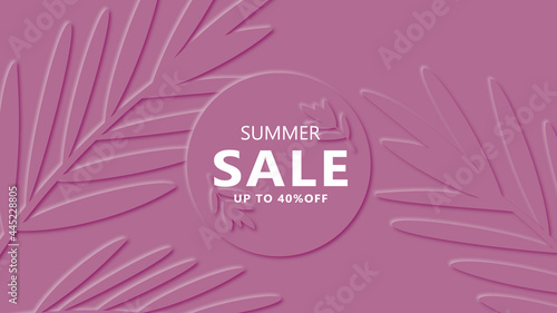 Summer banner. Creative tropical design with blurred leaves on vector background.