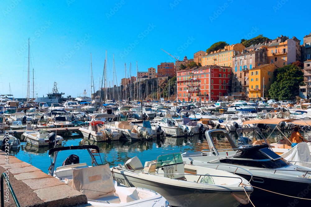 Obraz premium Old town and harbour of Bastia on Corsica, France. Bastia port