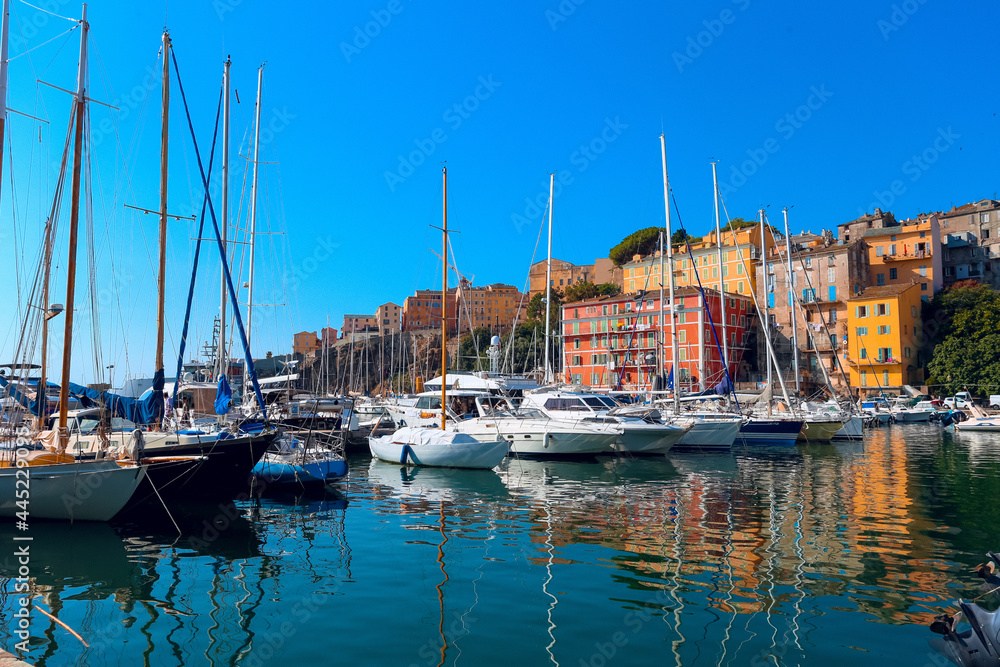 Old town and harbour of Bastia on Corsica, France. Bastia port