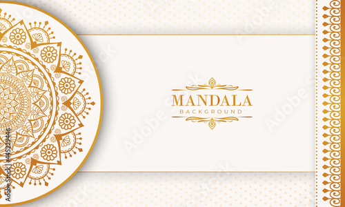 Luxury mandala background with golden arabesque pattern Arabic Islamic east style. Decorative mandala for print, poster, cover, brochure, flyer, banner, and your desired ideas. Mandala for Henna.