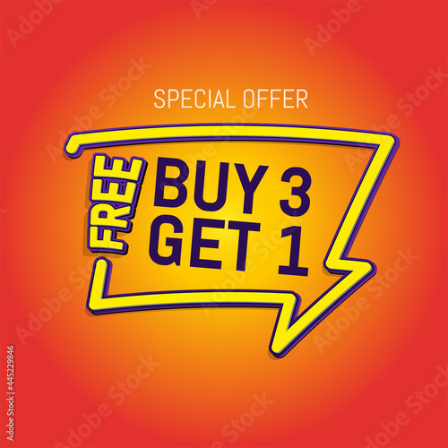 3d render of buy 3 get 1 in green blackground eps 10