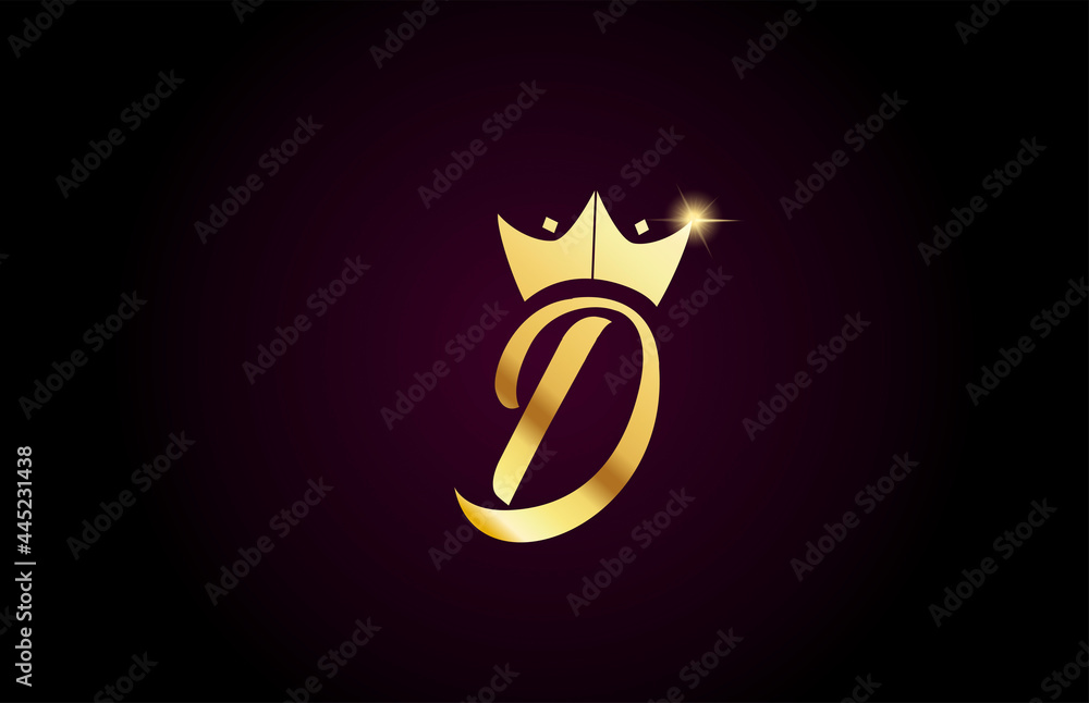 D alphabet letter icon design with king crown template D alphabet letter icon design with king crown template