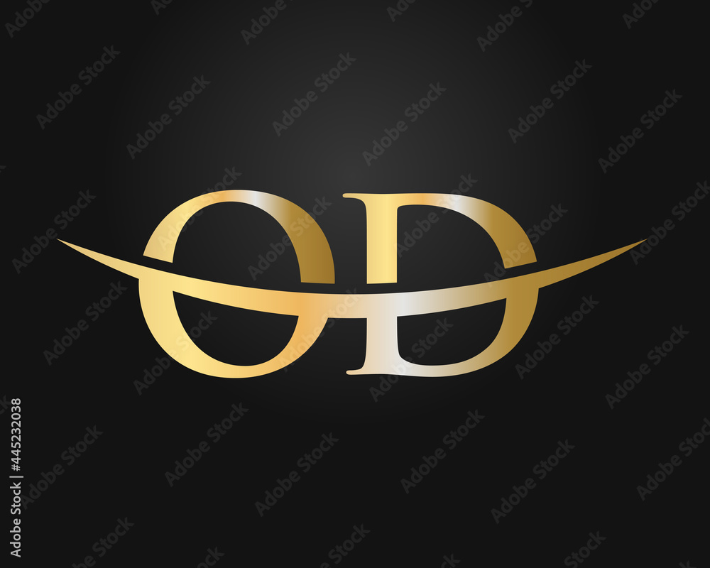 Initial Gold OD letter logo design. OD logo design vector template - obrazy, fototapety, plakaty 