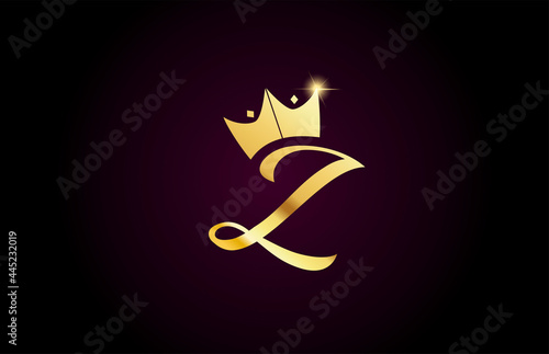 Z alphabet letter icon design with king crown template