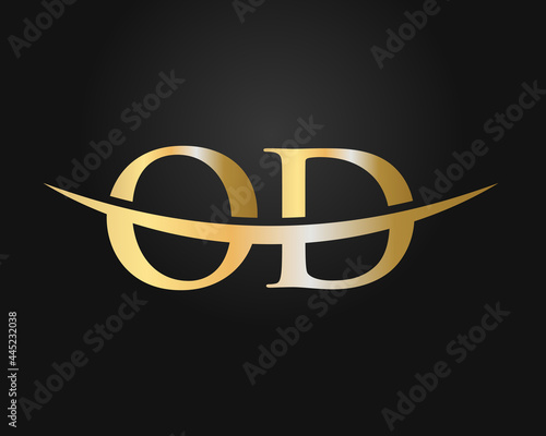 Initial Gold OD letter logo design. OD logo design vector template
