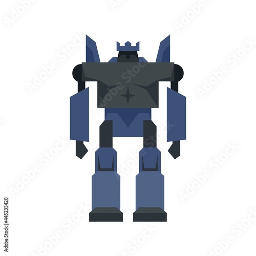 Cyborg robot transformer icon flat isolated vector