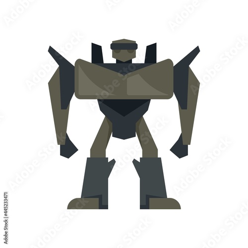Futuristic robot transformer icon flat isolated vector