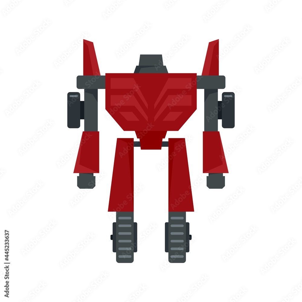 Obraz premium Hero robot transformer icon flat isolated vector