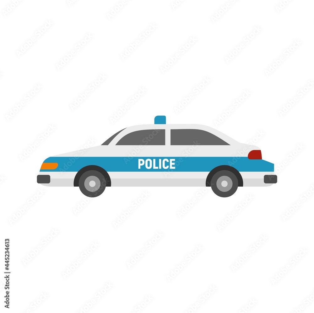 Police car icon flat isolated vector