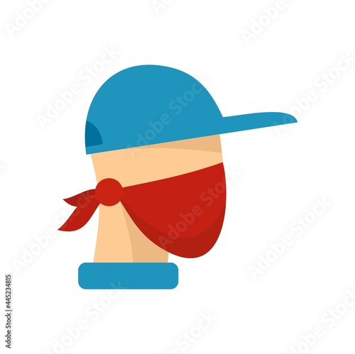 Masked protester icon flat isolated vector