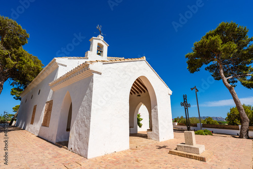 Sueca, Spain. Hermitage of the Saints. White little building on top of a hill. Place of worship. © SerFF79