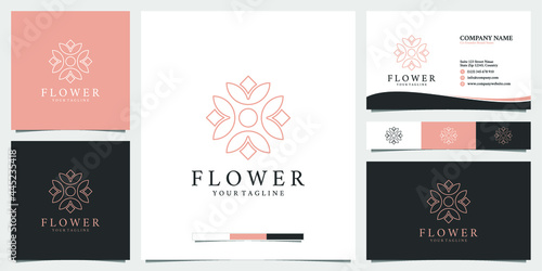 Golden flower logo and business card