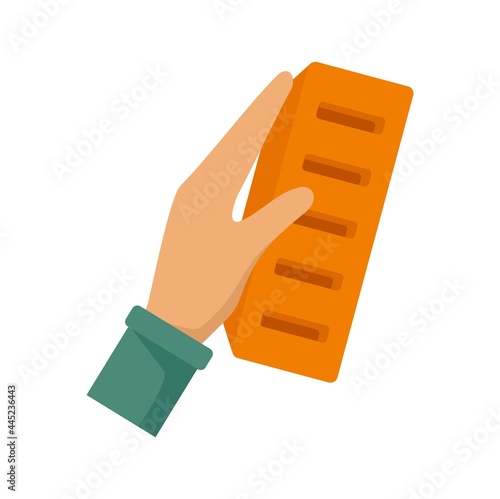 Brick in hand icon flat isolated vector