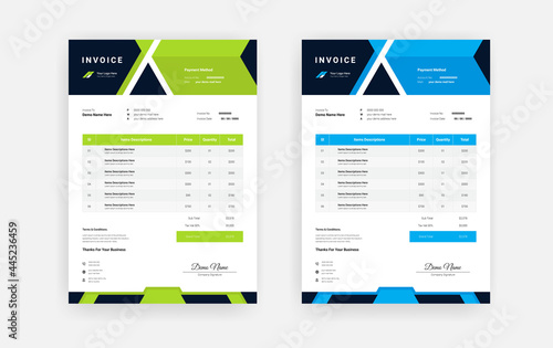 Abstract Minimal business invoice template design  Professional corporate invoice template