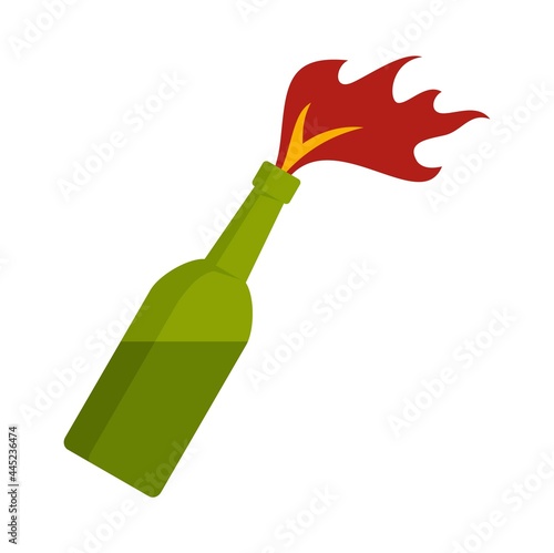 Molotov cocktail icon flat isolated vector