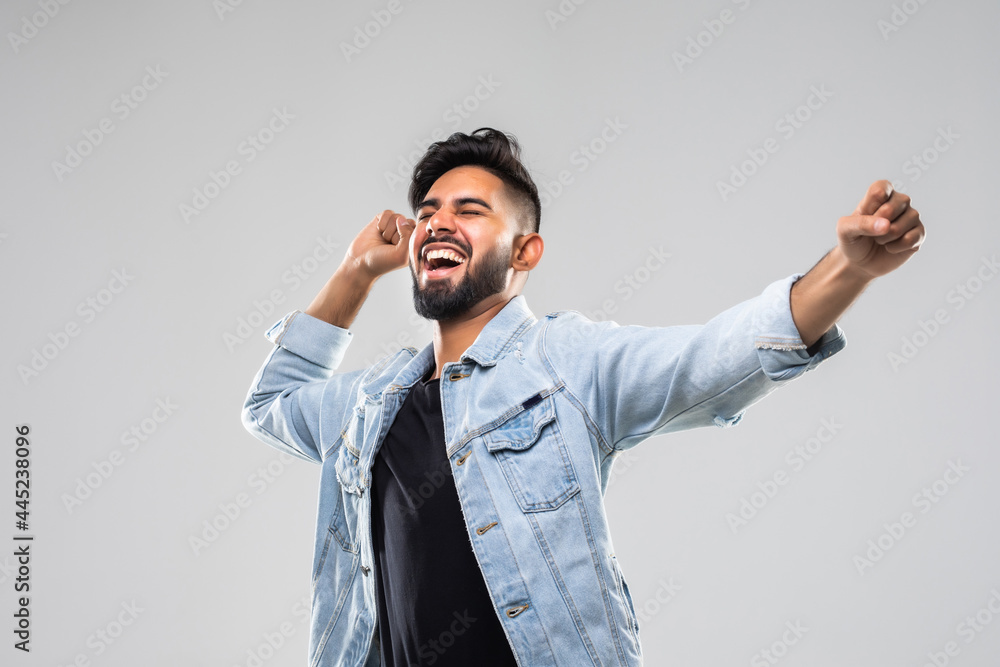 Successful man with arms open ver white background Successful man with arms open ver white background