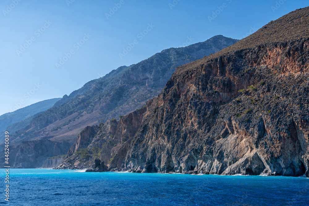 Mountainous coast on the Greek island of Crete