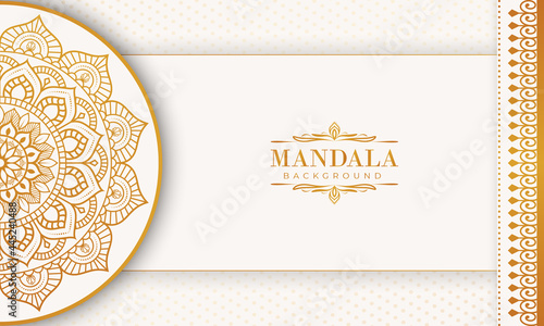 Luxury mandala background with golden arabesque pattern Arabic Islamic east style. Decorative mandala for print, poster, cover, brochure, flyer, banner, and your desired ideas. Mandala for Henna.