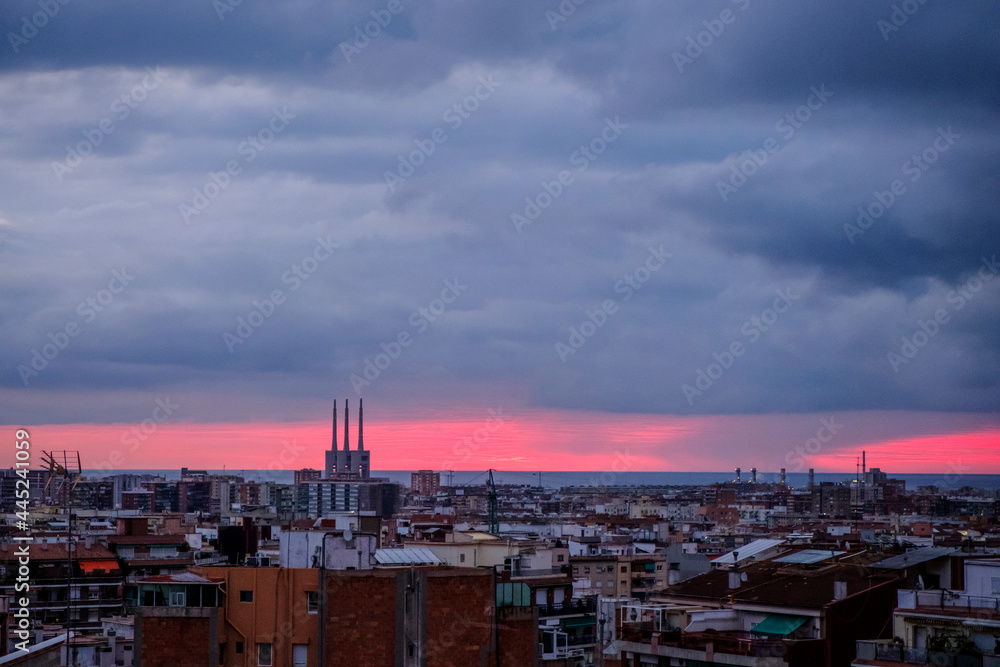 View of the city of Barcelona, the cosmopolitan capital of the Catalonia region in Spain, known for its art and architecture.