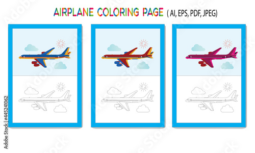 Airplane Coloring Page and Book for Kids Graphic