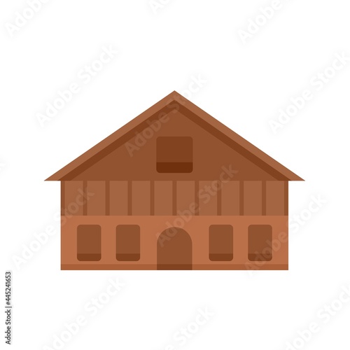 Swiss mountain cabana icon flat isolated vector