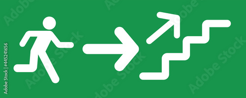 ladder emergency exit sign on green background